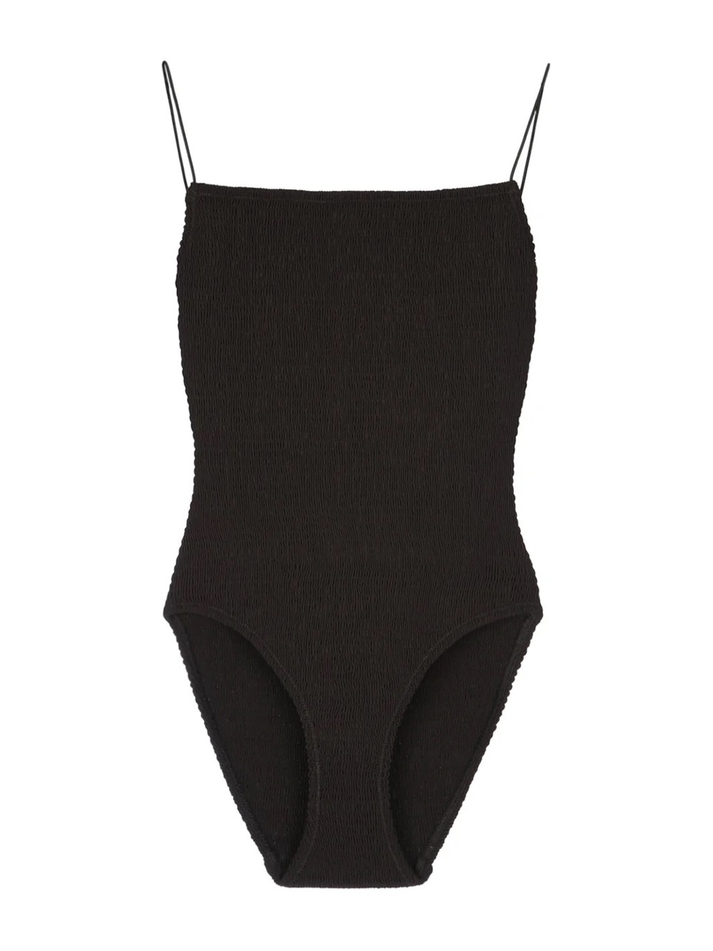 Toteme Black Smocked Open Back Square Neck Swimsuit One Piece Size Small S